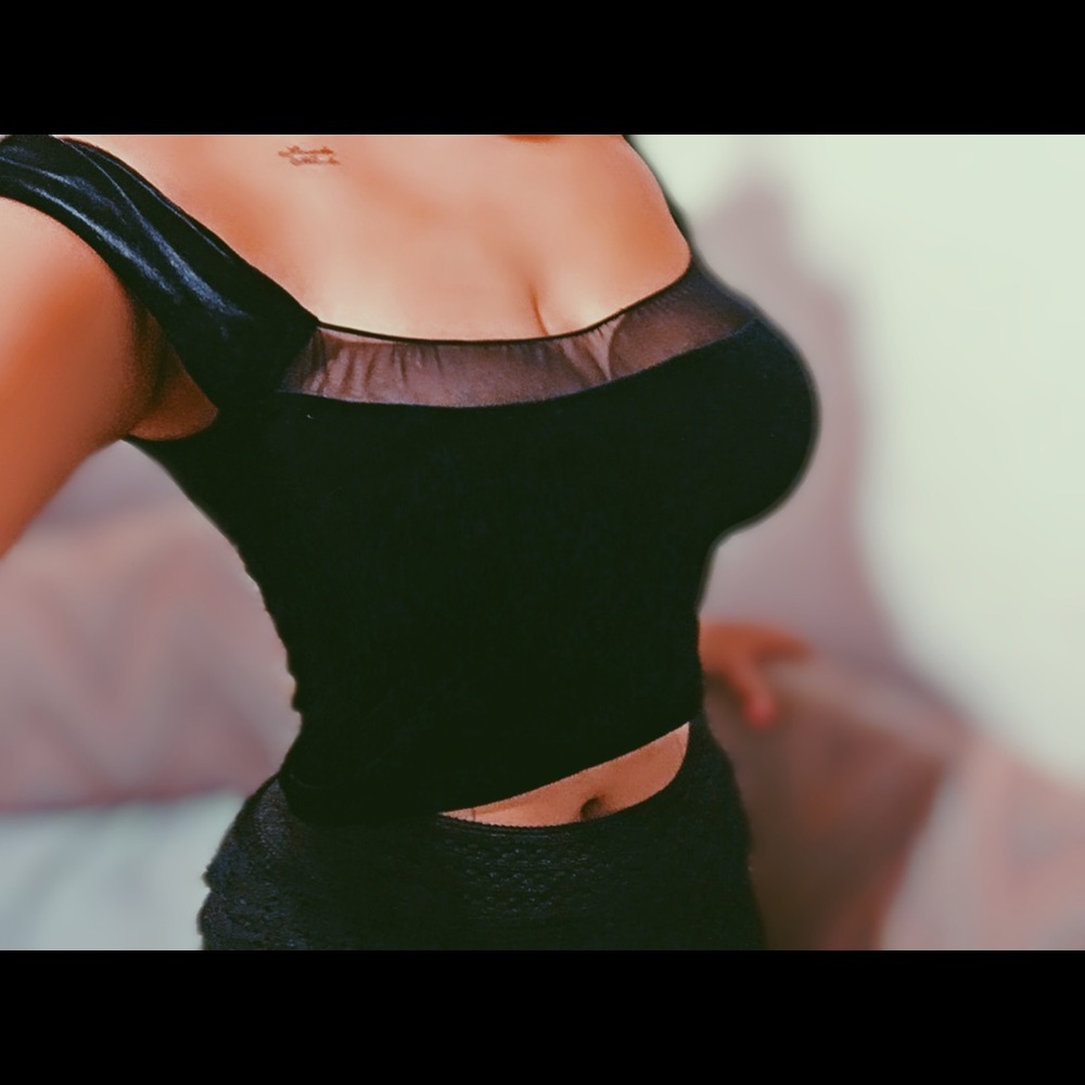 Black velvet off-the shoulder top